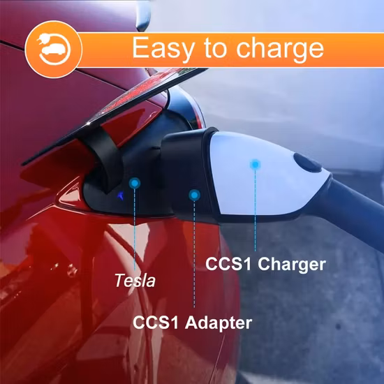 Adaptateur CCS1 vers Tesla CCS Combo1 pour chargeur de voiture Tesla, adaptateur de chargeur EV
